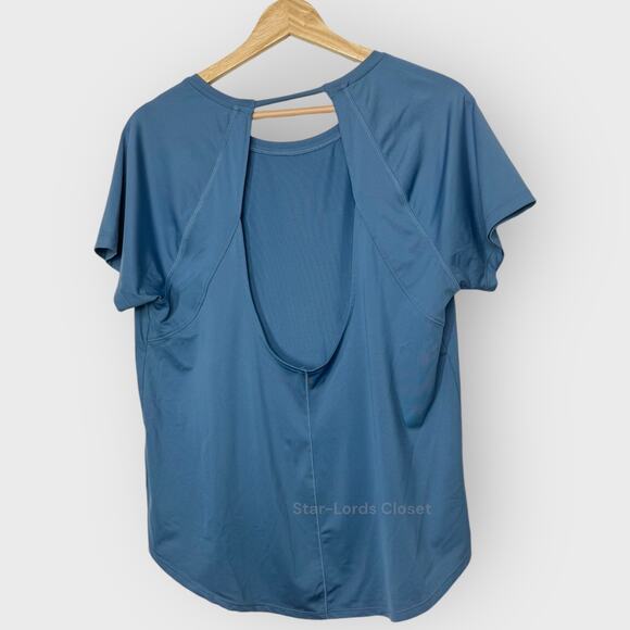 Under Armour Open Back Exercise T-Shirt I Fits Large I Blue Short Sleeve Active - Picture 5 of 5